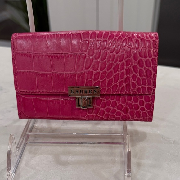 Lauren Ralph Lauren Handbags - Pink Lauren Ralph Lauren Croc-Embossed Women's Clutch